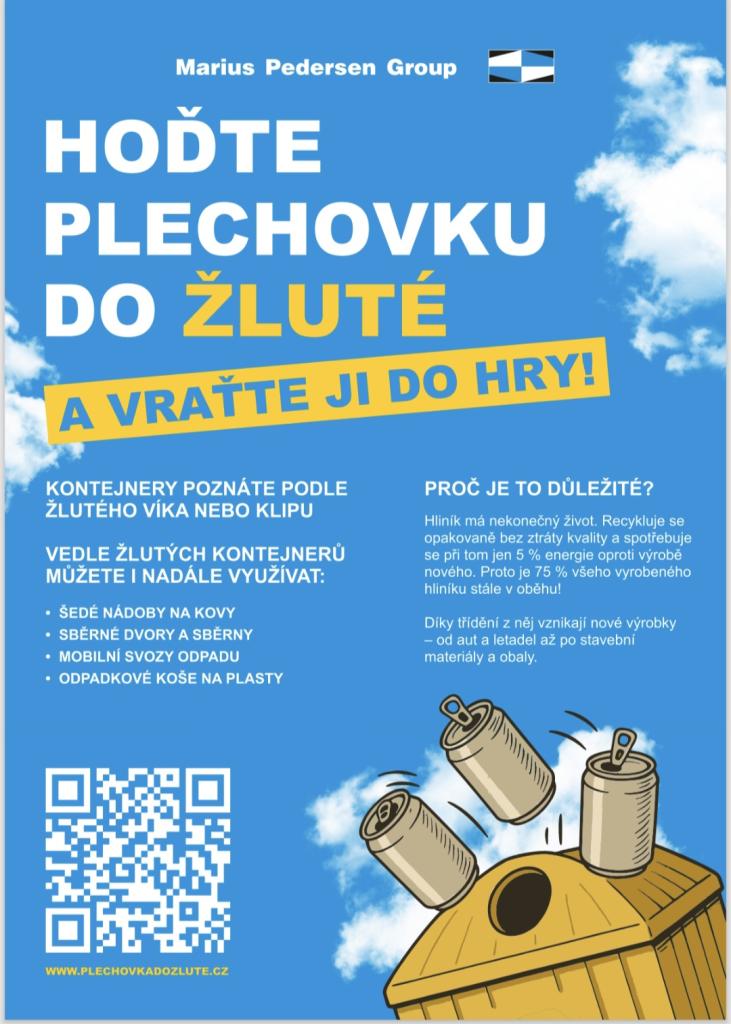 Plechovka patří do žlutého kontejneru